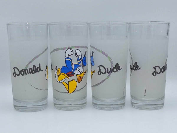 4x Donald Duck Trinkglas Walt Disney